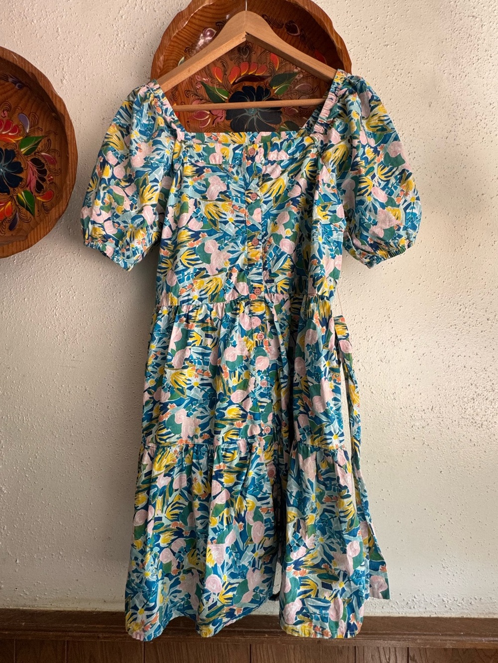 Jade by Melody Tam Multicolor Floral Dress — Blue, Pink & Yellow Size Small
